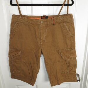 Superdry Slim Core Lite Cargo Shorts Mens Medium Brown 13" Inseam Utility